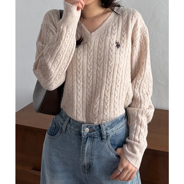 ＜U.S.POLOASSN.＞ワンポイントケーブルVニット | RANAN | 詳細画像24 