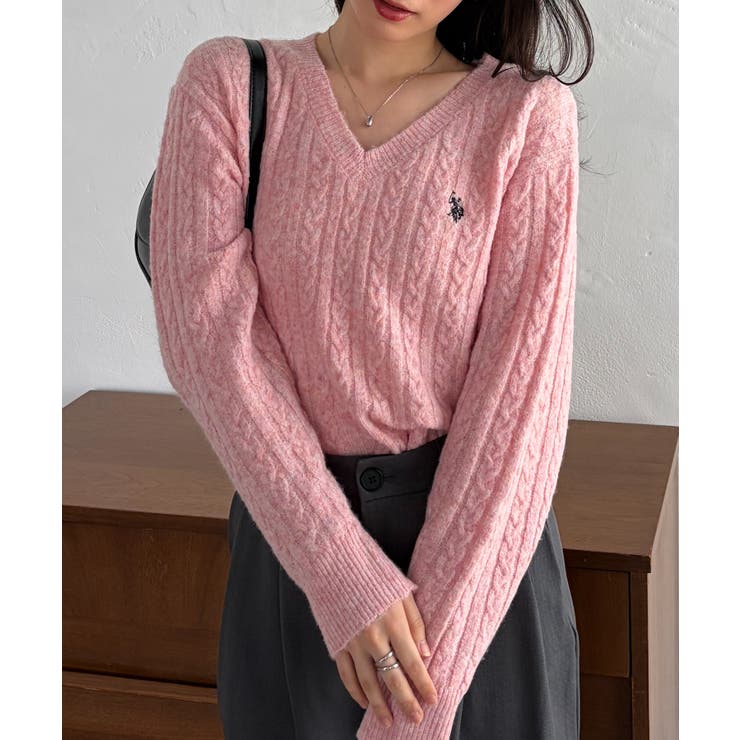 ＜U.S.POLOASSN.＞ワンポイントケーブルVニット | RANAN | 詳細画像33 