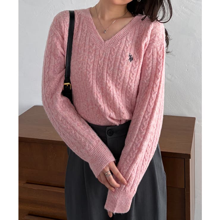 ＜U.S.POLOASSN.＞ワンポイントケーブルVニット | RANAN | 詳細画像35 