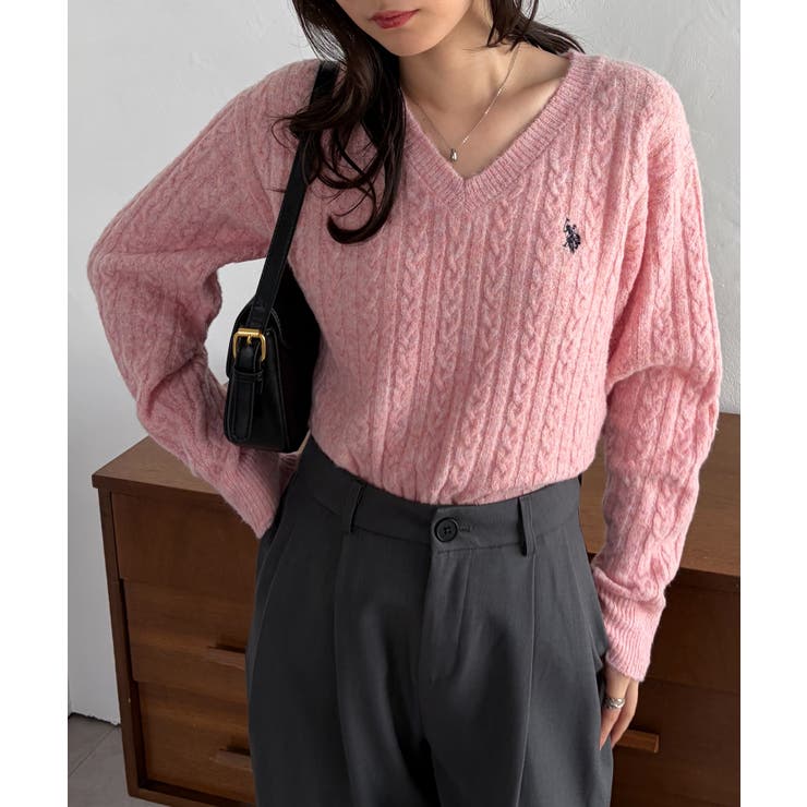 ＜U.S.POLOASSN.＞ワンポイントケーブルVニット | RANAN | 詳細画像36 