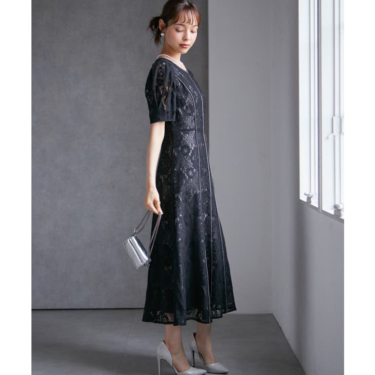 【SP～LLサイズ展開】花柄レースフレアーシルエットドレス | RANAN | 詳細画像11 