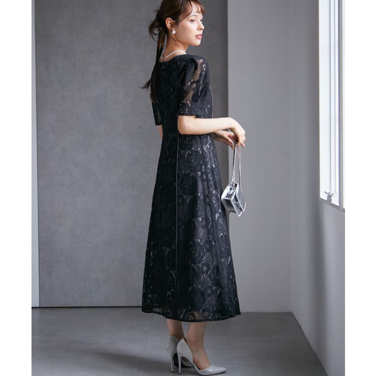 【SP～LLサイズ展開】花柄レースフレアーシルエットドレス | RANAN | 詳細画像12 