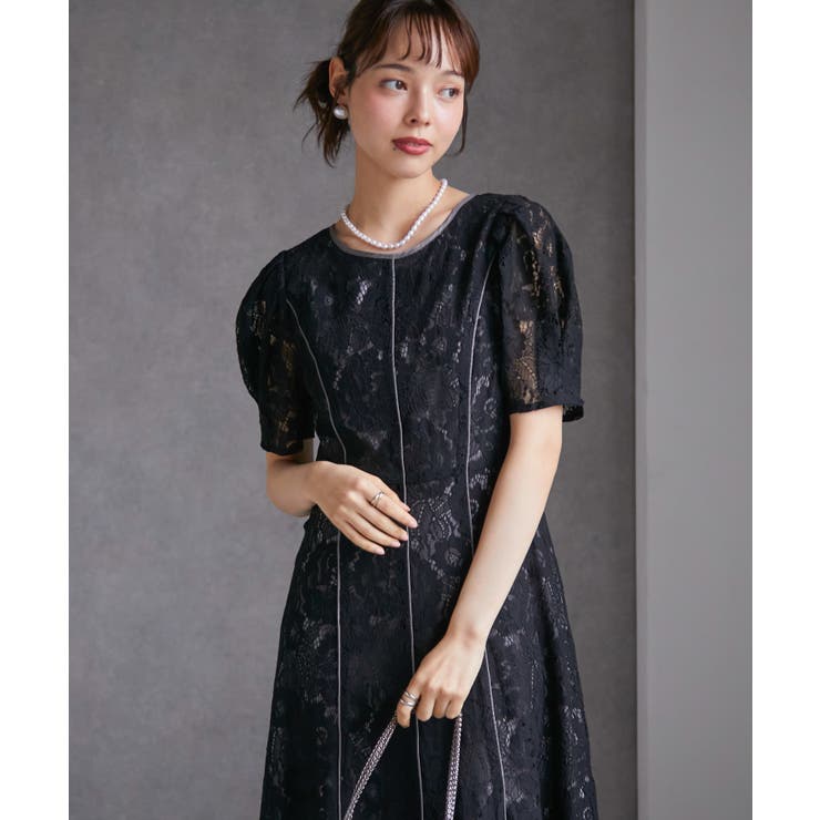 【SP～LLサイズ展開】花柄レースフレアーシルエットドレス | RANAN | 詳細画像14 