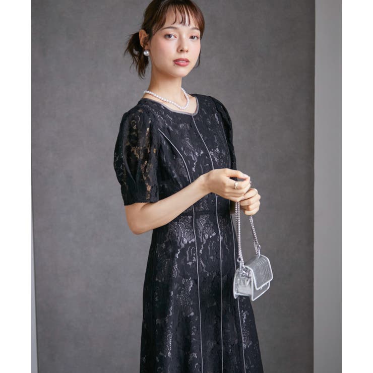 【SP～LLサイズ展開】花柄レースフレアーシルエットドレス | RANAN | 詳細画像16 