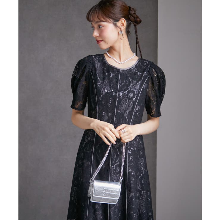 【SP～LLサイズ展開】花柄レースフレアーシルエットドレス | RANAN | 詳細画像17 