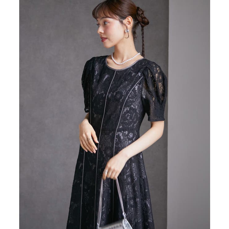 【SP～LLサイズ展開】花柄レースフレアーシルエットドレス | RANAN | 詳細画像18 