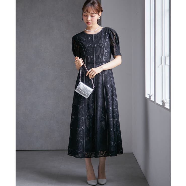 【SP～LLサイズ展開】花柄レースフレアーシルエットドレス | RANAN | 詳細画像19 