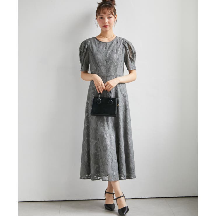 【SP～LLサイズ展開】花柄レースフレアーシルエットドレス | RANAN | 詳細画像26 