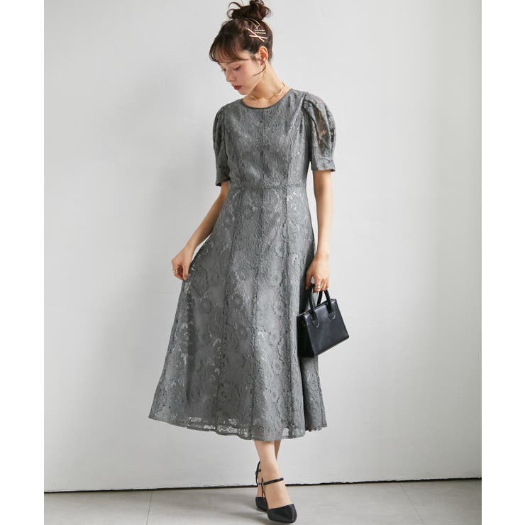 【SP～LLサイズ展開】花柄レースフレアーシルエットドレス | RANAN | 詳細画像27 