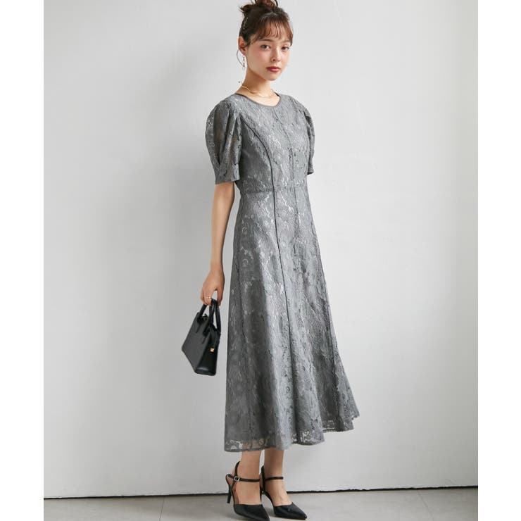 【SP～LLサイズ展開】花柄レースフレアーシルエットドレス | RANAN | 詳細画像28 