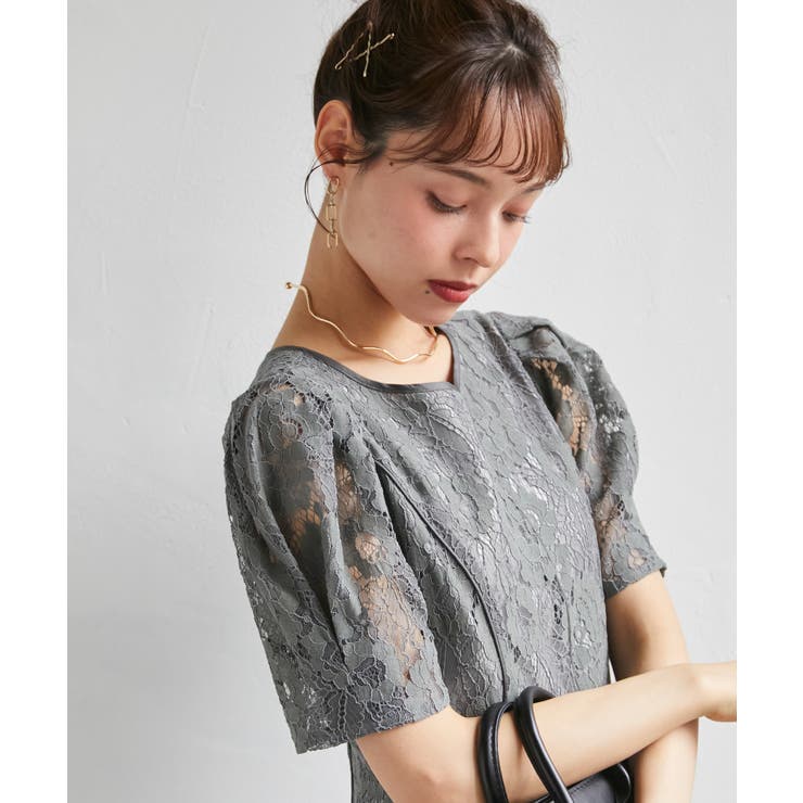 【SP～LLサイズ展開】花柄レースフレアーシルエットドレス | RANAN | 詳細画像30 