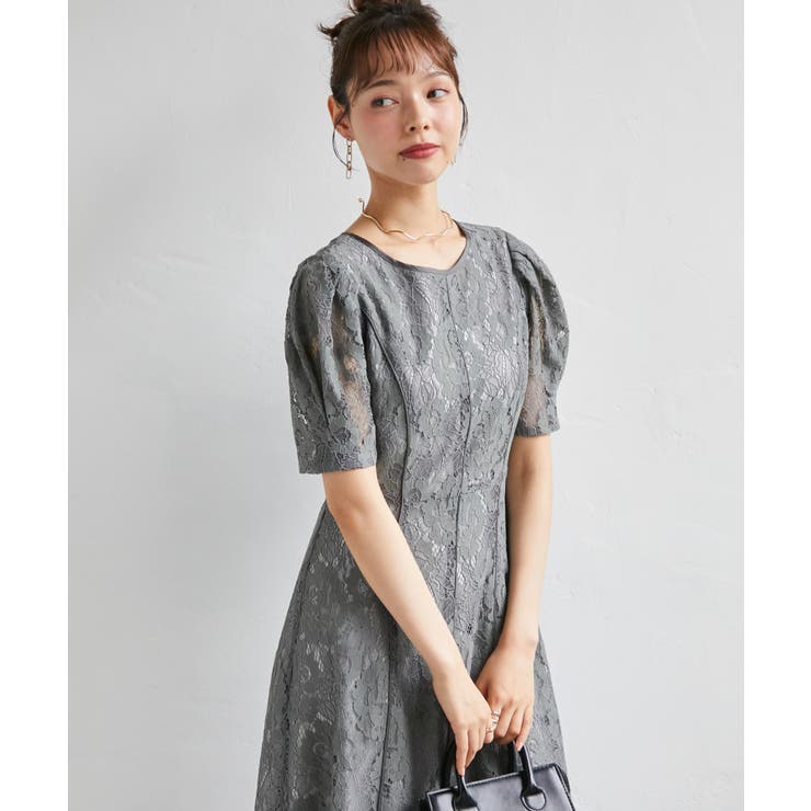 【SP～LLサイズ展開】花柄レースフレアーシルエットドレス | RANAN | 詳細画像33 