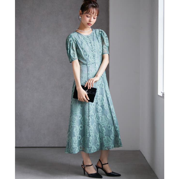 【SP～LLサイズ展開】花柄レースフレアーシルエットドレス | RANAN | 詳細画像6 