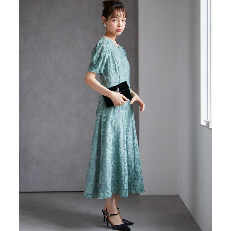 【SP～LLサイズ展開】花柄レースフレアーシルエットドレス | RANAN | 詳細画像7 