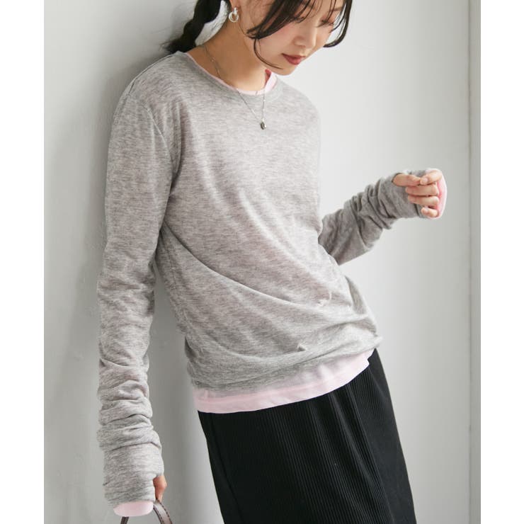 【2点セット】バイカラーシアーロングTシャツ | RANAN | 詳細画像27 