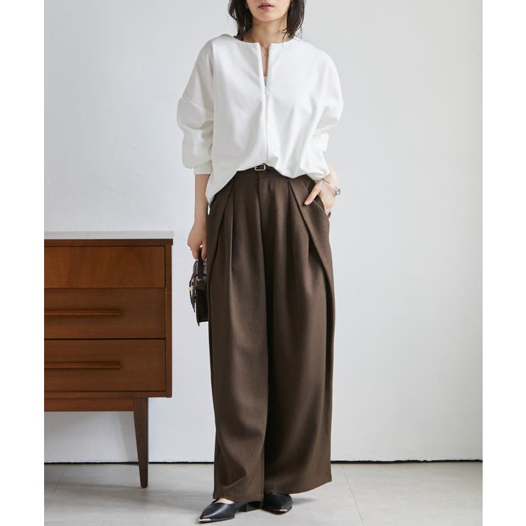裏起毛ハーフジップコクーン長袖チュニック | RANAN | 詳細画像10 