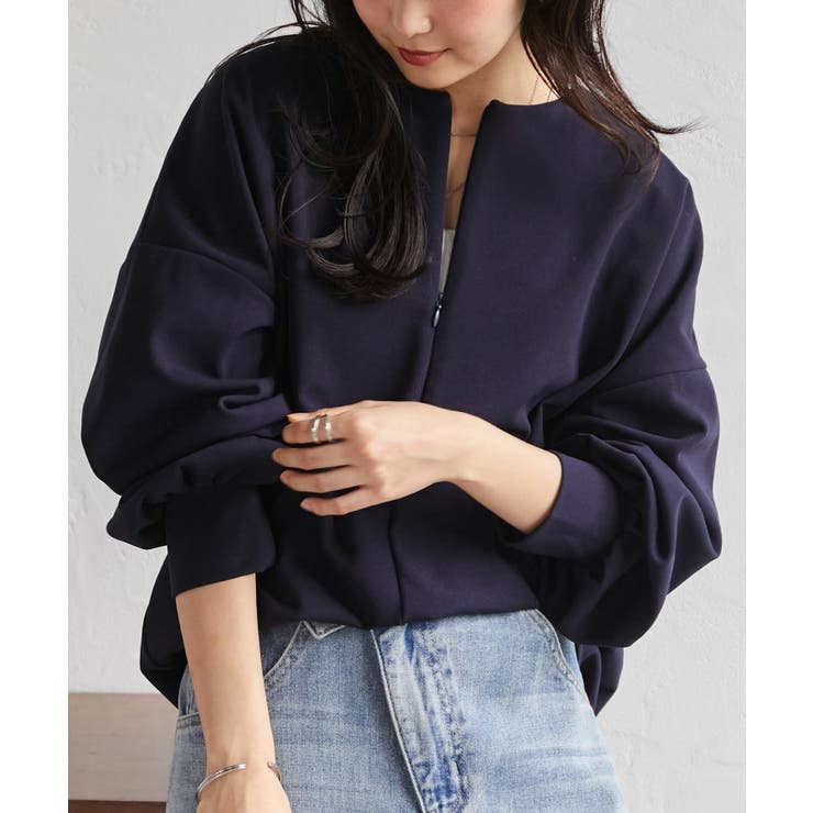 裏起毛ハーフジップコクーン長袖チュニック | RANAN | 詳細画像21 