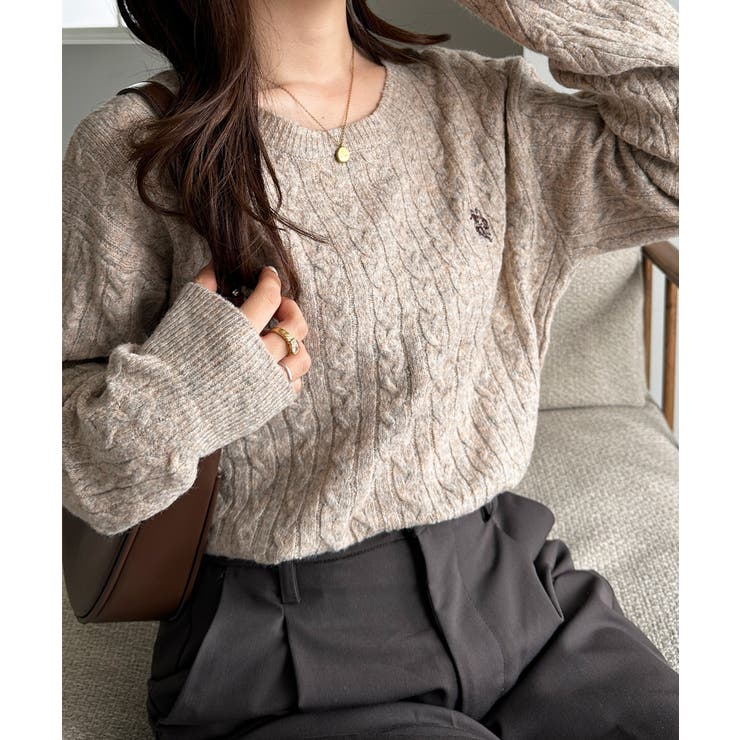 ＜ＵＳＰ＞ワンポイントケーブルニット | RANAN | 詳細画像1 