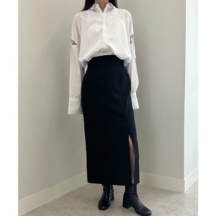 ブラック2 | ＜solleim＞ハイウエストスリットナロースカート | RANAN