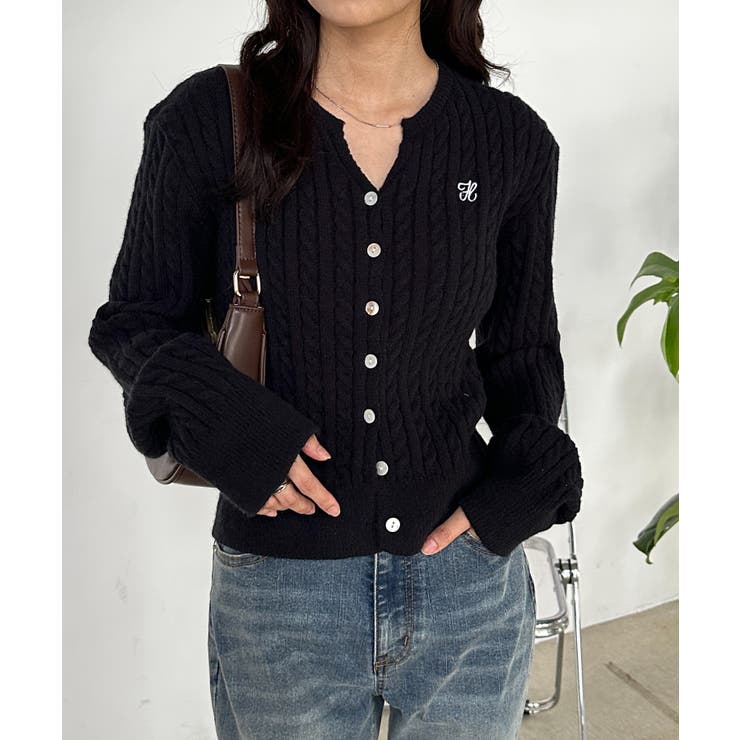 ＜solleim＞キーネックケーブルニットカーディガン | RANAN | 詳細画像1 