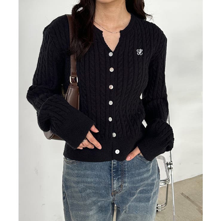 キーネックケーブルニットカーディガン | RANAN | 詳細画像28 