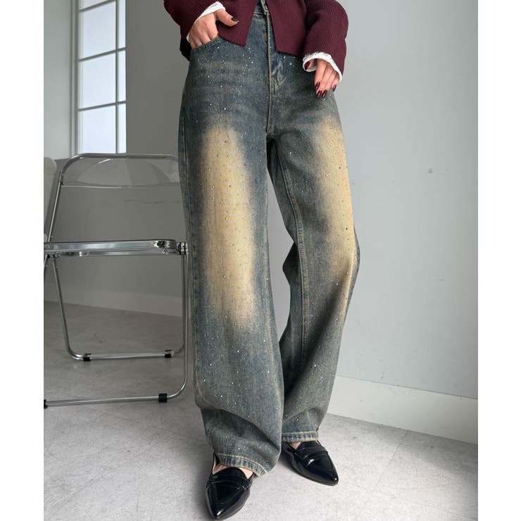 インディゴ | ラインストーンデニムパンツ | RANAN