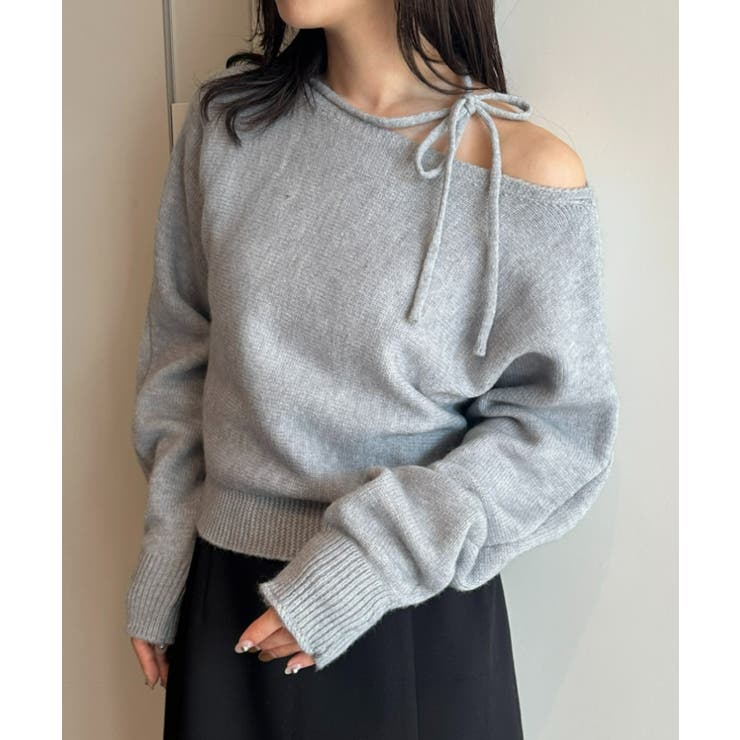 グレー2 | ストラップリボンオフショルニット | RANAN