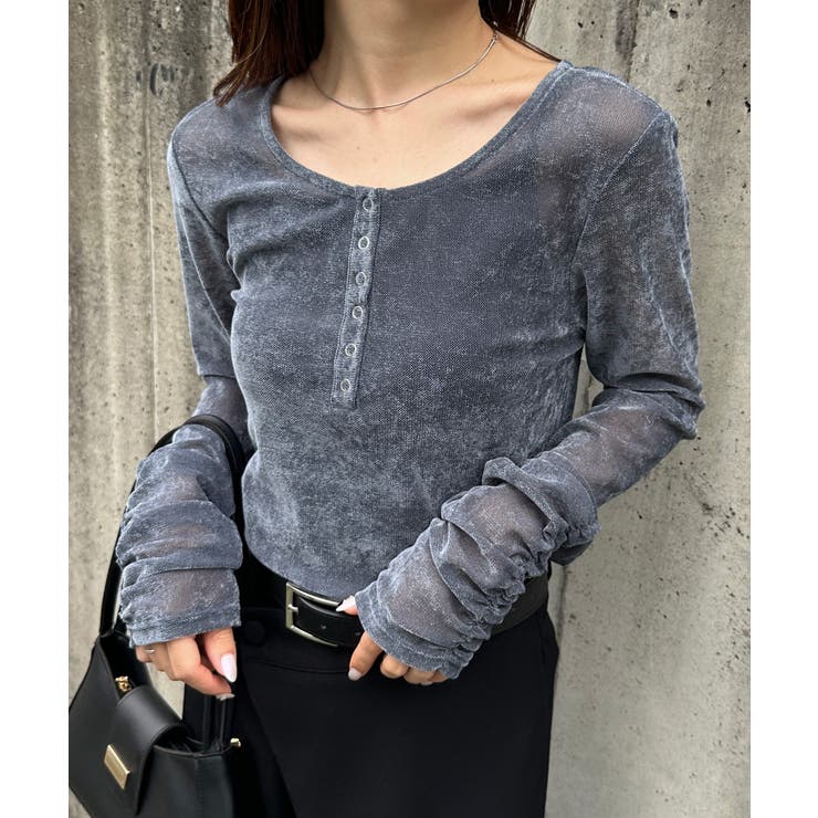 シアーベロアヘンリーネックトップス | RANAN | 詳細画像13 