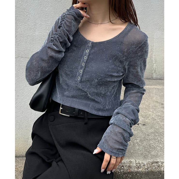 シアーベロアヘンリーネックトップス | RANAN | 詳細画像15 