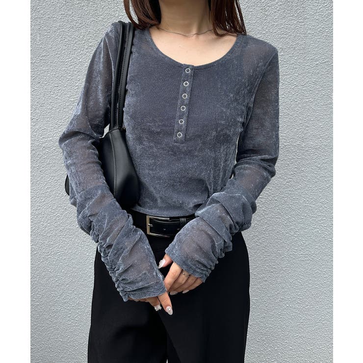 シアーベロアヘンリーネックトップス | RANAN | 詳細画像16 