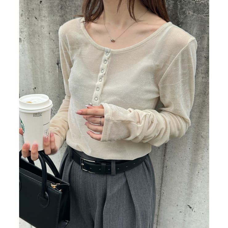 シアーベロアヘンリーネックトップス | RANAN | 詳細画像2 