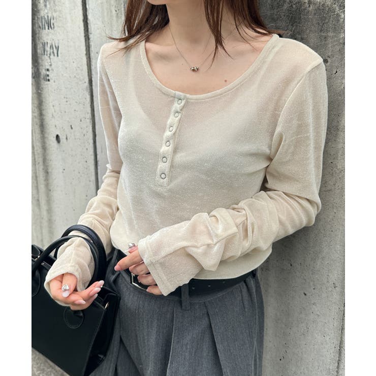 シアーベロアヘンリーネックトップス | RANAN | 詳細画像3 