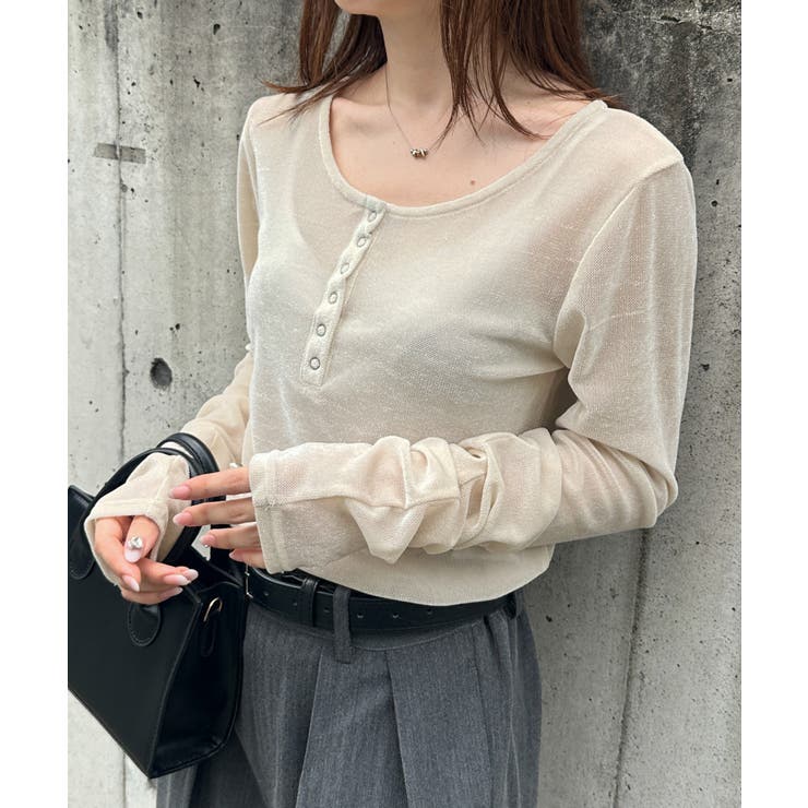 シアーベロアヘンリーネックトップス | RANAN | 詳細画像4 