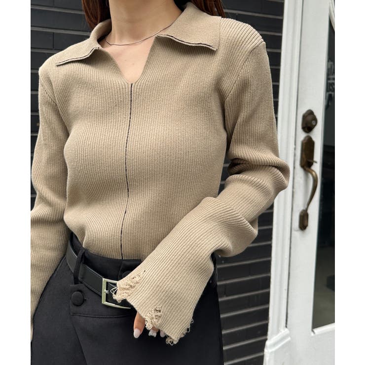 ＜solleim＞襟付きラインリブニット | RANAN | 詳細画像3 