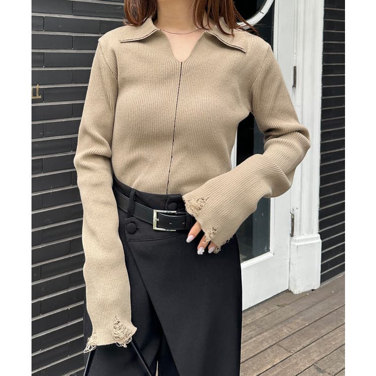 ＜solleim＞襟付きラインリブニット | RANAN | 詳細画像4 