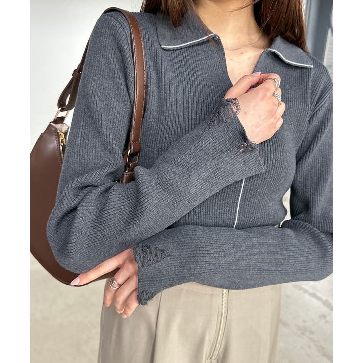 ＜solleim＞襟付きラインリブニット | RANAN | 詳細画像8 