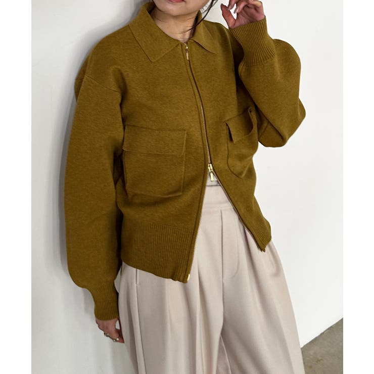 ＜solleim＞ダブルジップ襟付きニットブルゾン | RANAN | 詳細画像1 