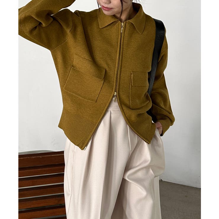 ＜solleim＞ダブルジップ襟付きニットブルゾン | RANAN | 詳細画像3 