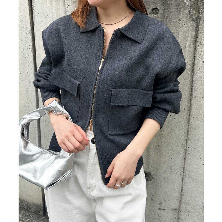 ＜solleim＞ダブルジップ襟付きニットブルゾン | RANAN | 詳細画像6 