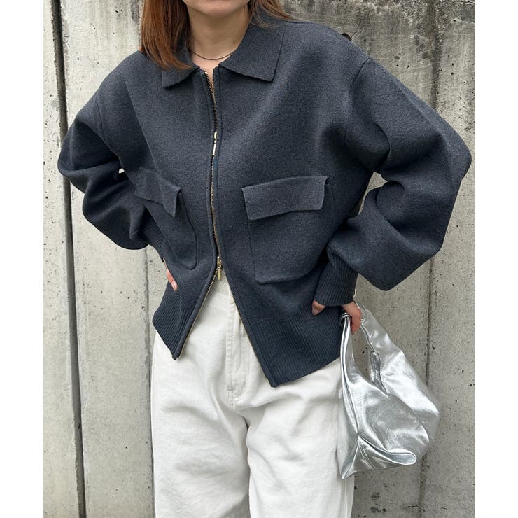 ＜solleim＞ダブルジップ襟付きニットブルゾン | RANAN | 詳細画像7 