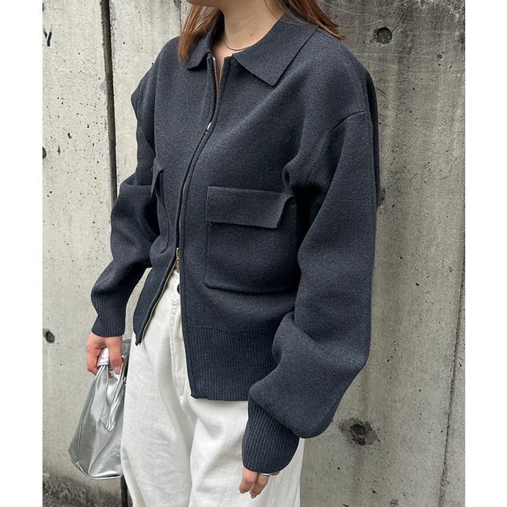 ＜solleim＞ダブルジップ襟付きニットブルゾン | RANAN | 詳細画像9 