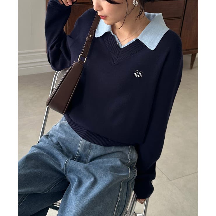 刺繍入りレイヤード襟ニット | RANAN | 詳細画像11 