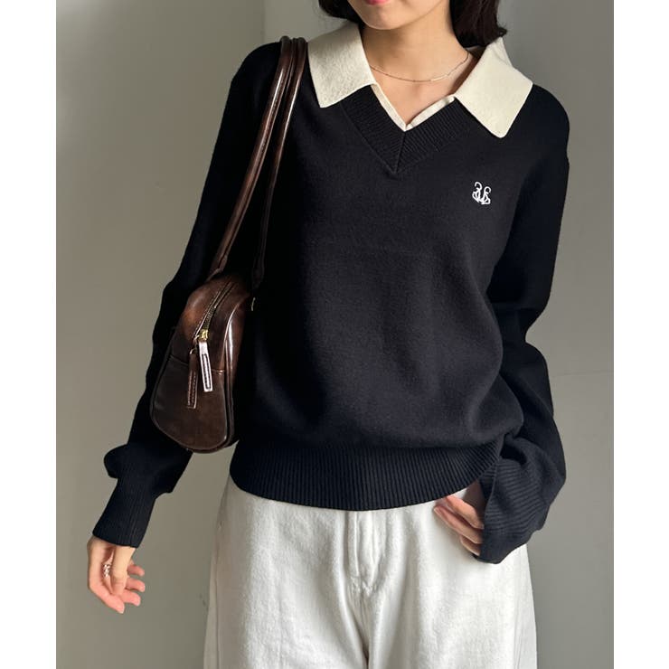 刺繍入りレイヤード襟ニット | RANAN | 詳細画像17 