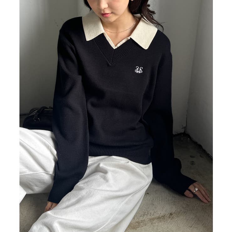 刺繍入りレイヤード襟ニット | RANAN | 詳細画像19 