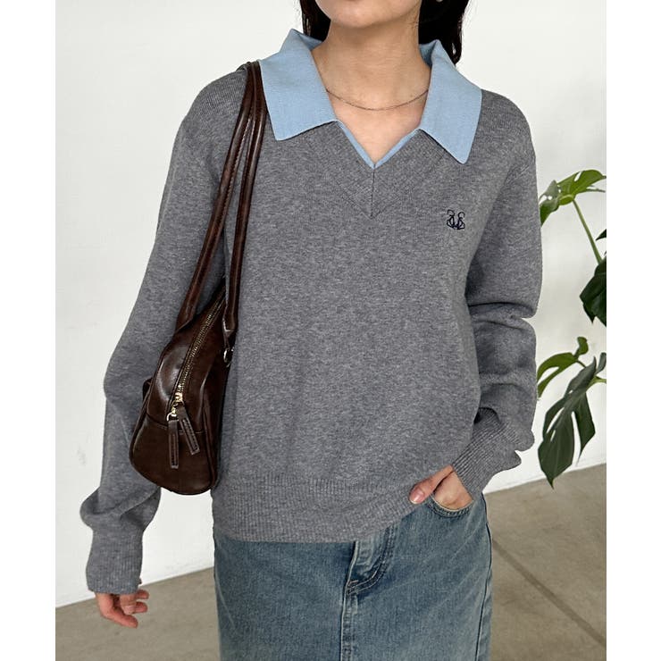 刺繍入りレイヤード襟ニット | RANAN | 詳細画像2 