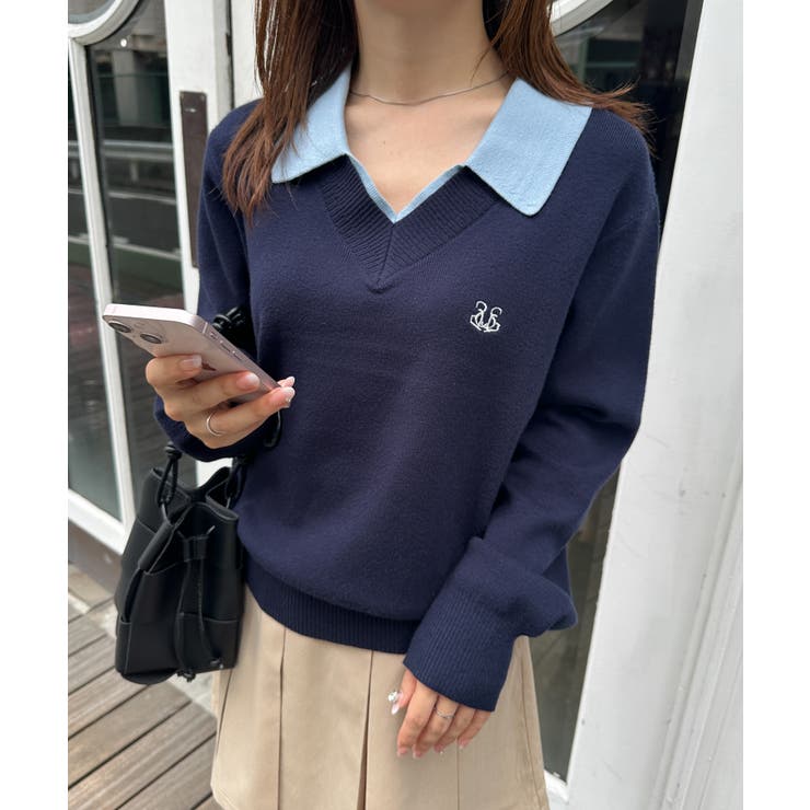 刺繍入りレイヤード襟ニット | RANAN | 詳細画像21 