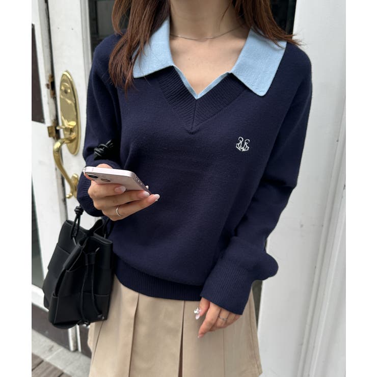 刺繍入りレイヤード襟ニット | RANAN | 詳細画像22 