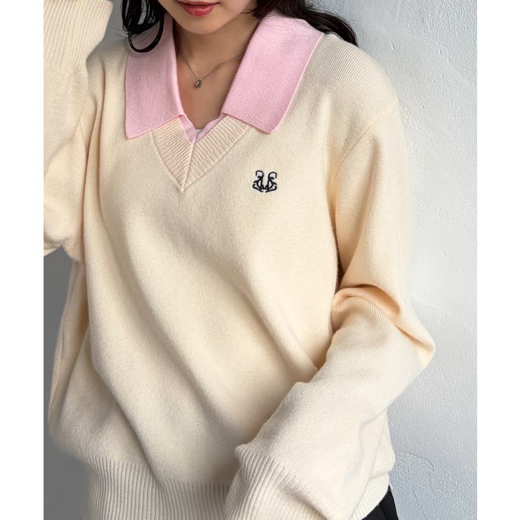 刺繍入りレイヤード襟ニット | RANAN | 詳細画像35 