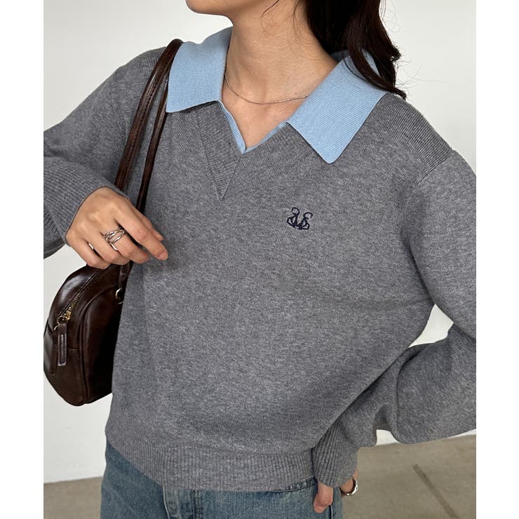 刺繍入りレイヤード襟ニット | RANAN | 詳細画像5 