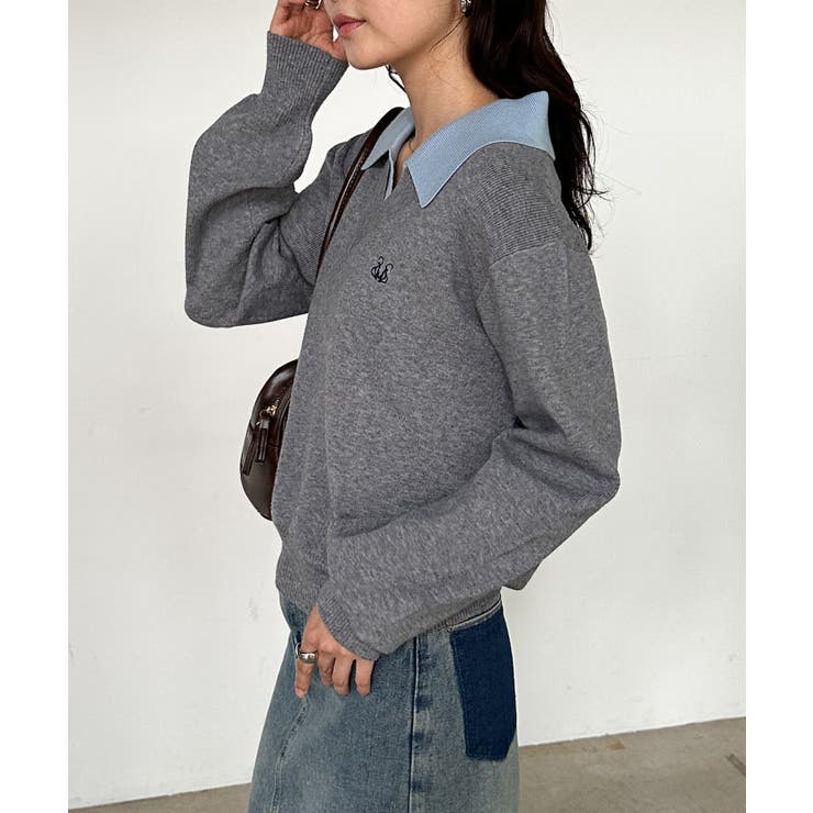 刺繍入りレイヤード襟ニット | RANAN | 詳細画像6 